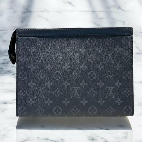 LV 黑灰LOGO手拿收納包
