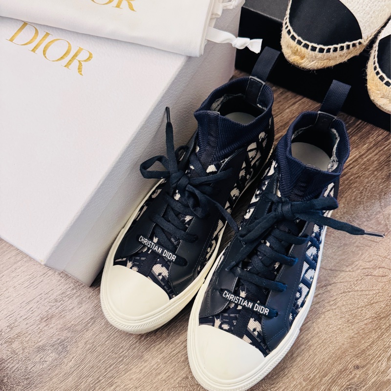 DIOR 老花版高筒帆布鞋 40號 9.5成新-1