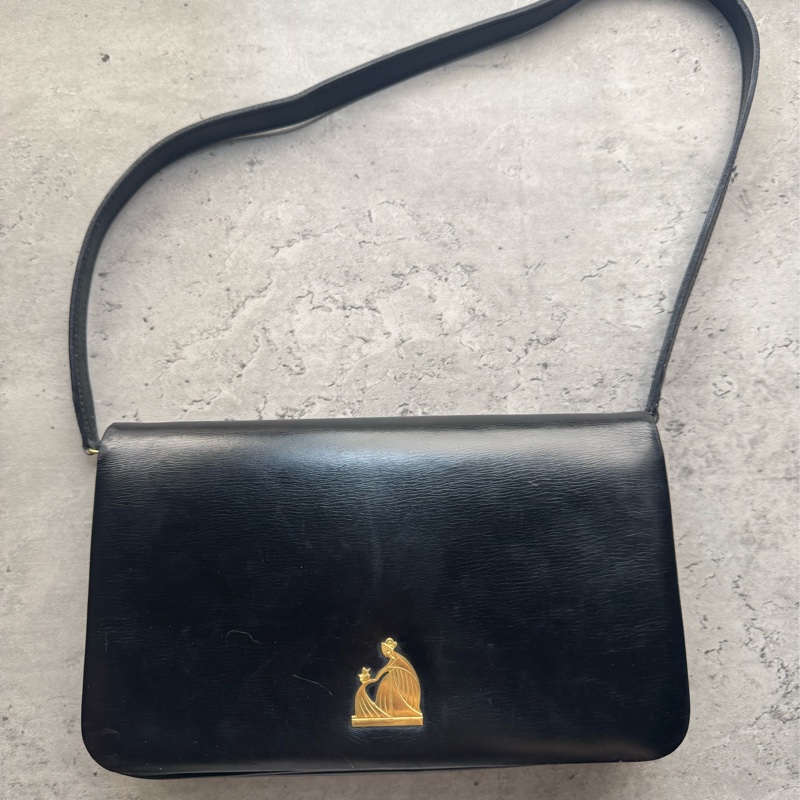 法國製 Lanvin 浪梵 肩背包 腋下包 真皮 牛皮 黑色 通勤包-3