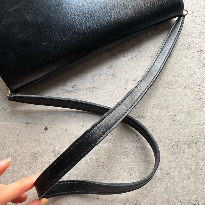 法國製 Lanvin 浪梵 肩背包 腋下包 真皮 牛皮 黑色 通勤包-6