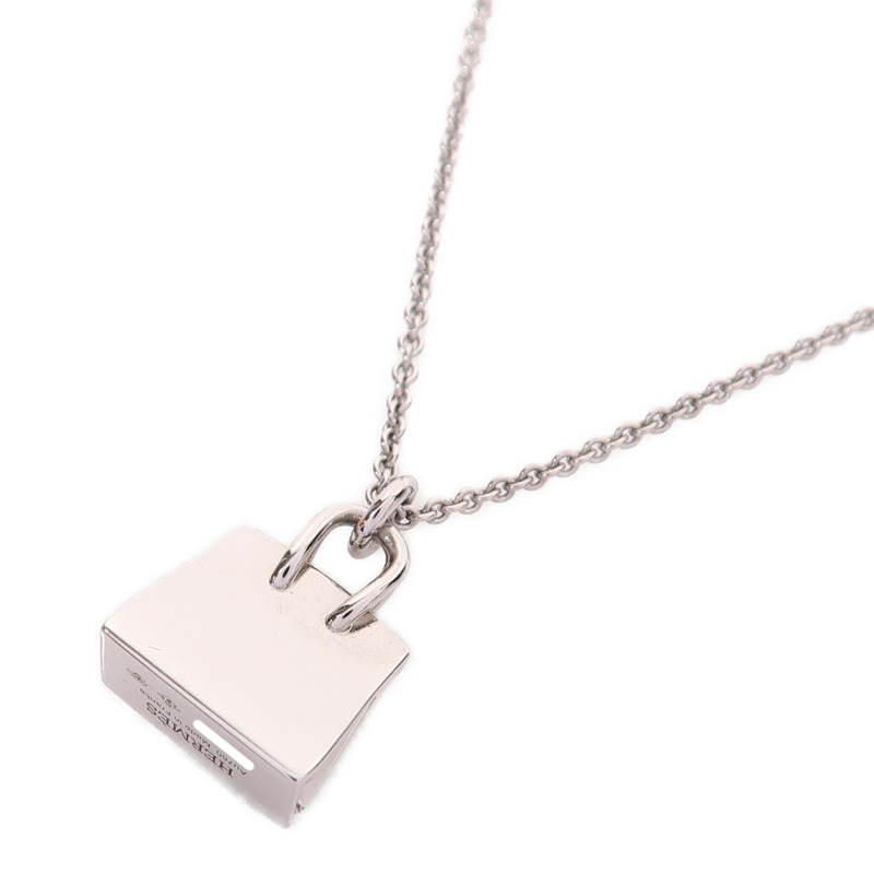 HERMES 18K白金Amulettes Birkin Pendant項鍊-1