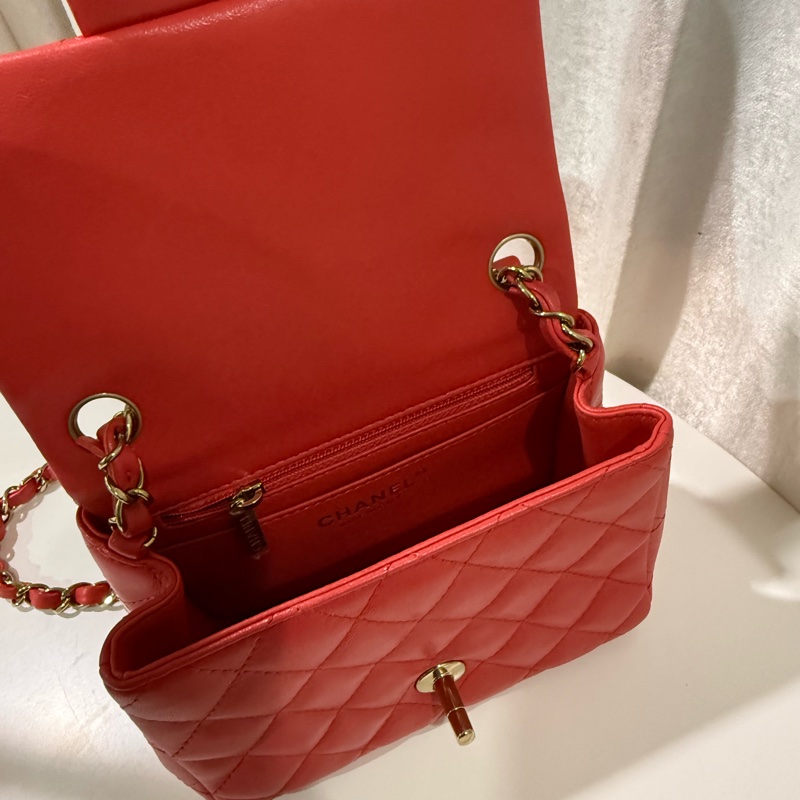 全新全配🖤CHANEL 經典款❤️甜美紅色方胖子芯片款-8
