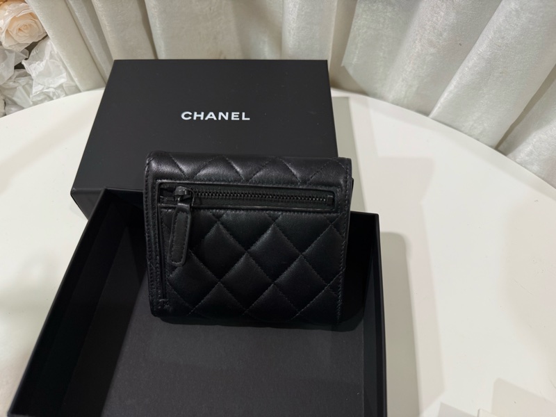 香奈兒 So Black 全黑三折短夾錢包🖤甜甜價售台灣購證-9