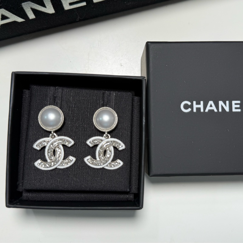 全新🤍CHANEL 銀白珍珠水鑽耳環 🤍-2