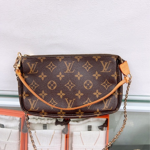 Lv pochette 中古啡色老花大麻將包