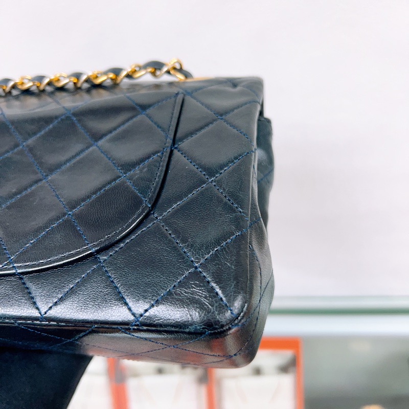 Chanel classic flap/ cf 23 深藍色 中古經典翻蓋包小號-8