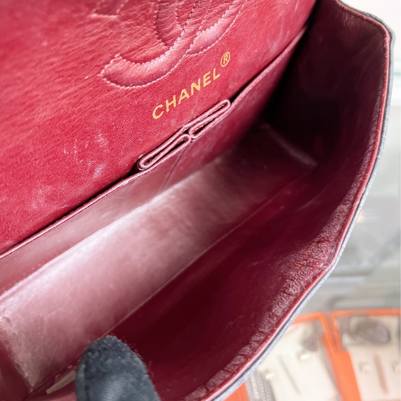 Chanel classic flap/ cf 23 深藍色 中古經典翻蓋包小號-13