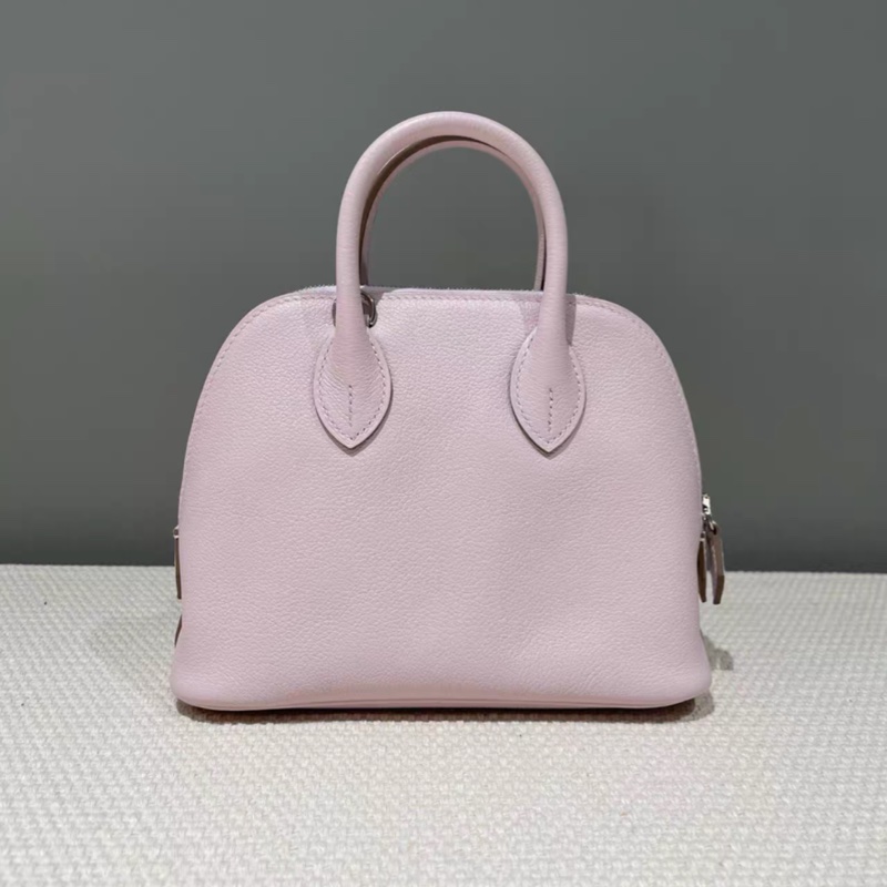 K刻💓 愛馬仕mini bolide 迷你 保齡球 evercolor皮 夢幻紫銀扣-6