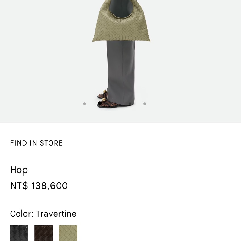全新Bottega Veneta BVHop Bag travertine色-4