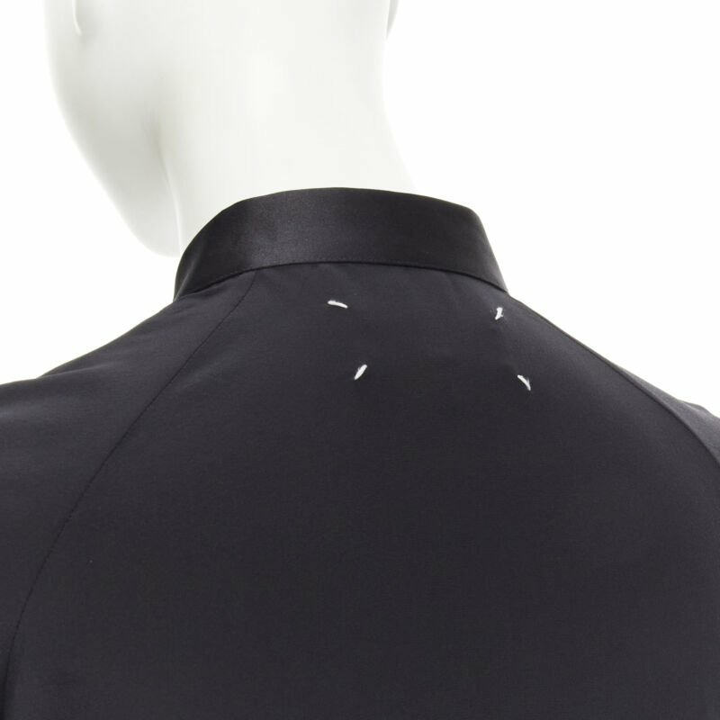 MAISON MARGIELA black cotton silk trim reversed button cuff shirt IT38 XS-6