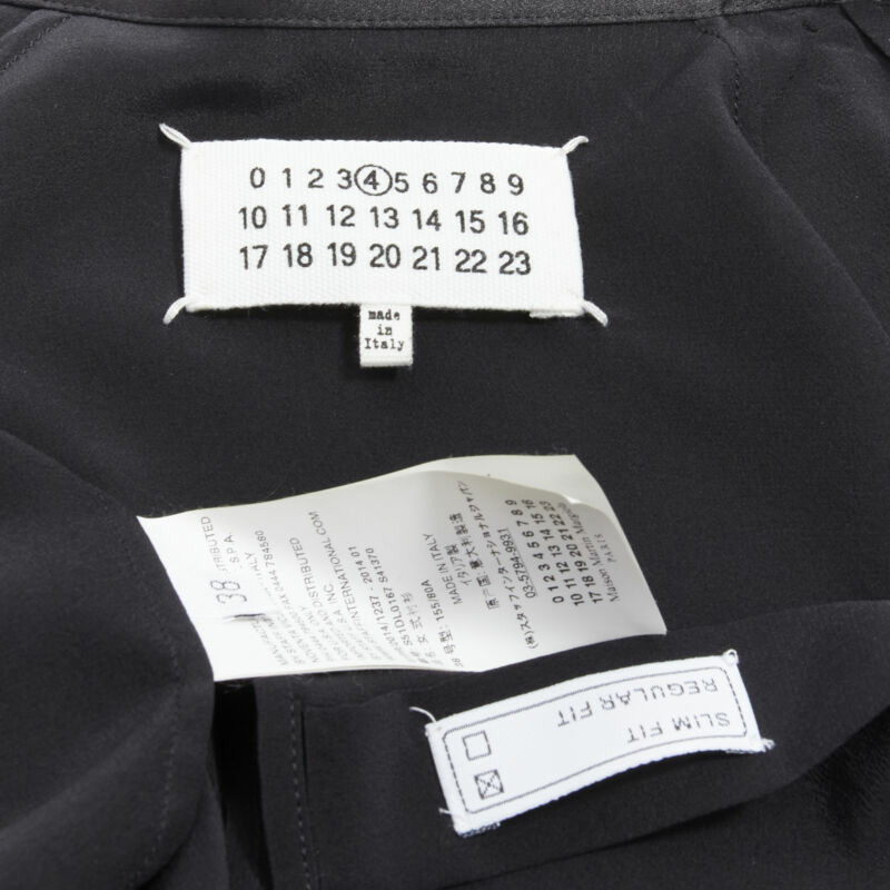 MAISON MARGIELA black cotton silk trim reversed button cuff shirt IT38 XS-7