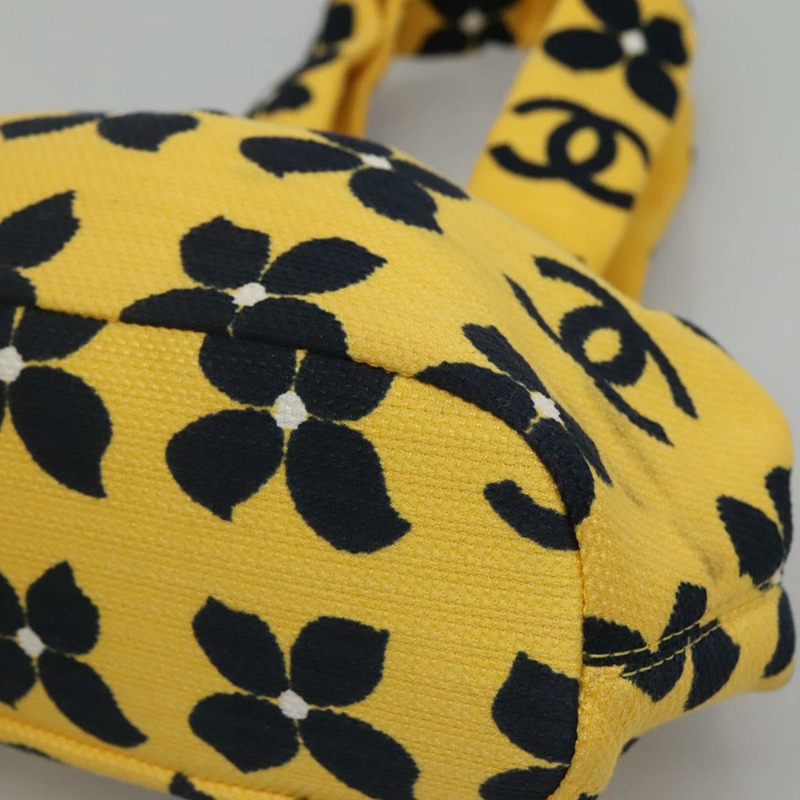 【日本直送】香奈兒黃色帆布手提包,CC標誌,正品編號115198-9