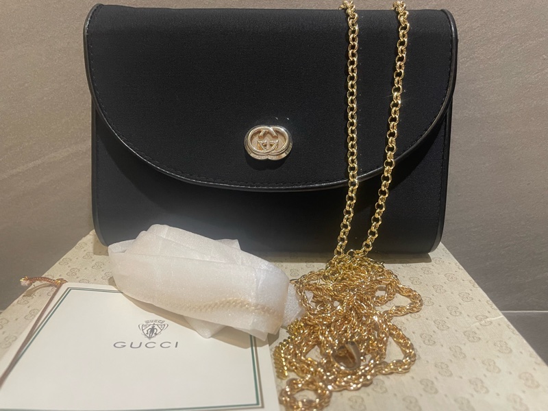 中古】Vintage Gucci迷你標誌 布面鍊條包-0