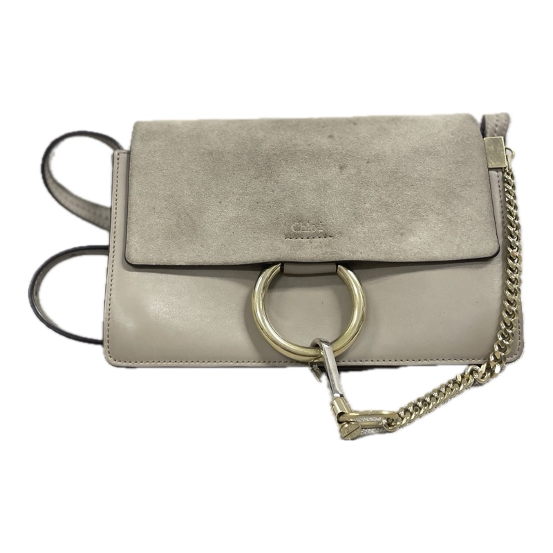 Chloé Faye Small Étoupe Crossbody Leather Bag蔻依 Chloe Faye大象灰-0