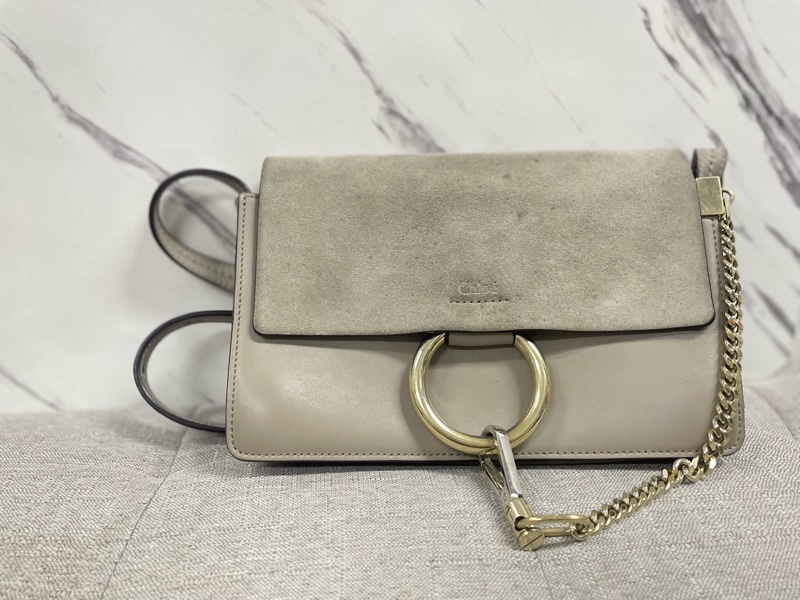 Chloé Faye Small Étoupe Crossbody Leather Bag蔻依 Chloe Faye大象灰-1