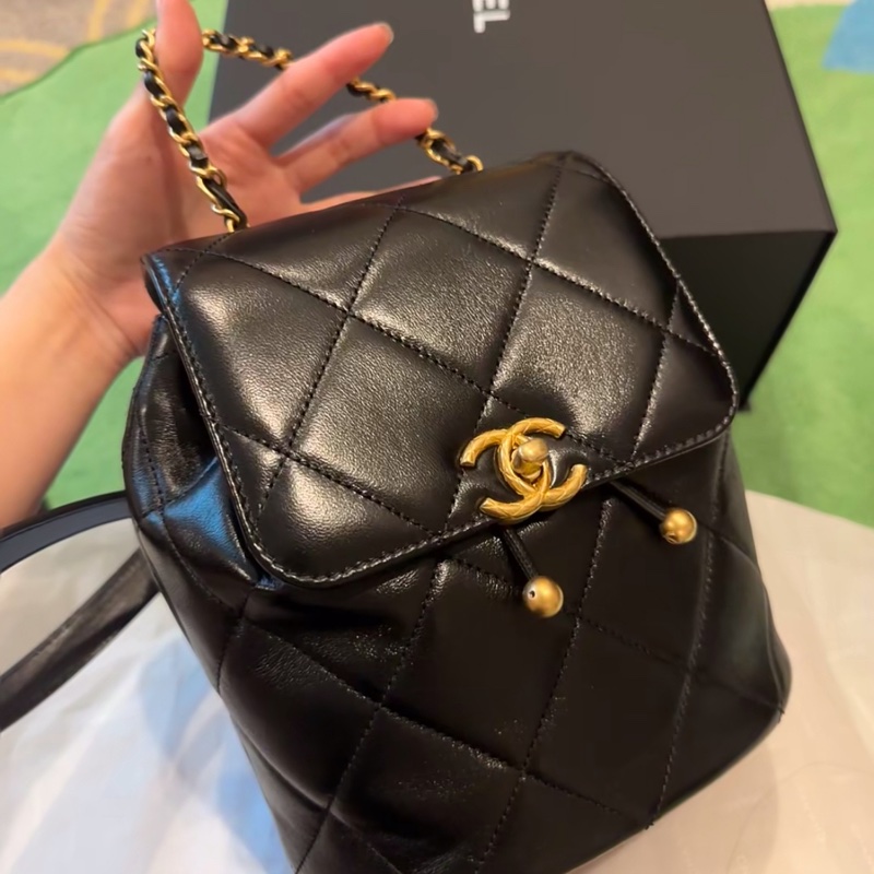 Chanel 24s  字母肩帶牛皮雙肩包-14