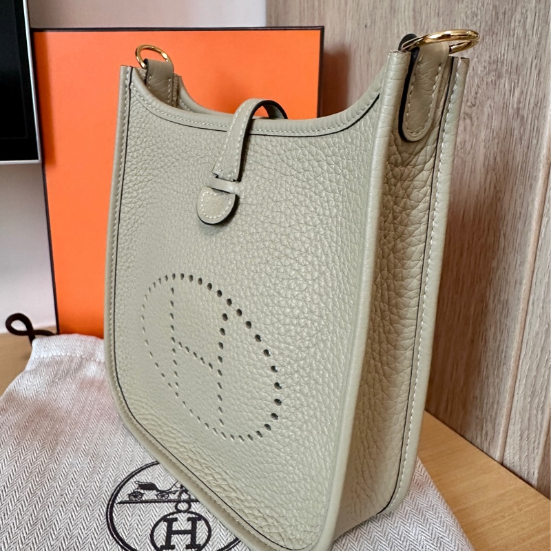 Hermes Mini Evelyne 伊芙琳風衣灰金扣 K刻-1