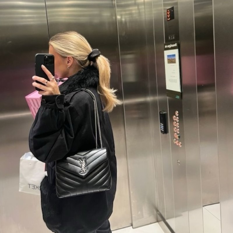 🎁當季特價🎁Saint Laurent 494699 YSL 小款 Loulou 銀鏈包 黑色-3