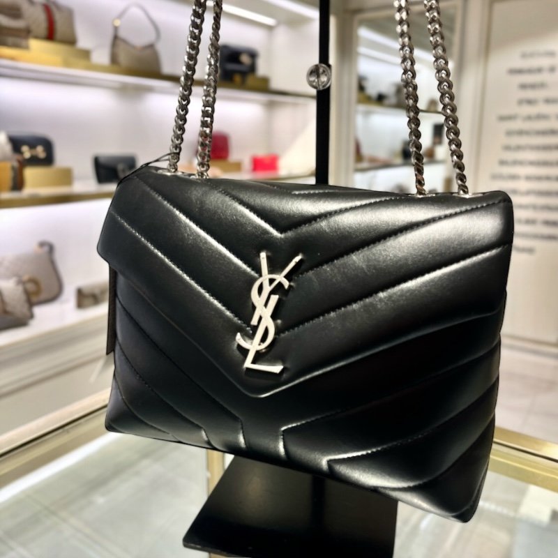 🎁當季特價🎁Saint Laurent 494699 YSL 小款 Loulou 銀鏈包 黑色-7