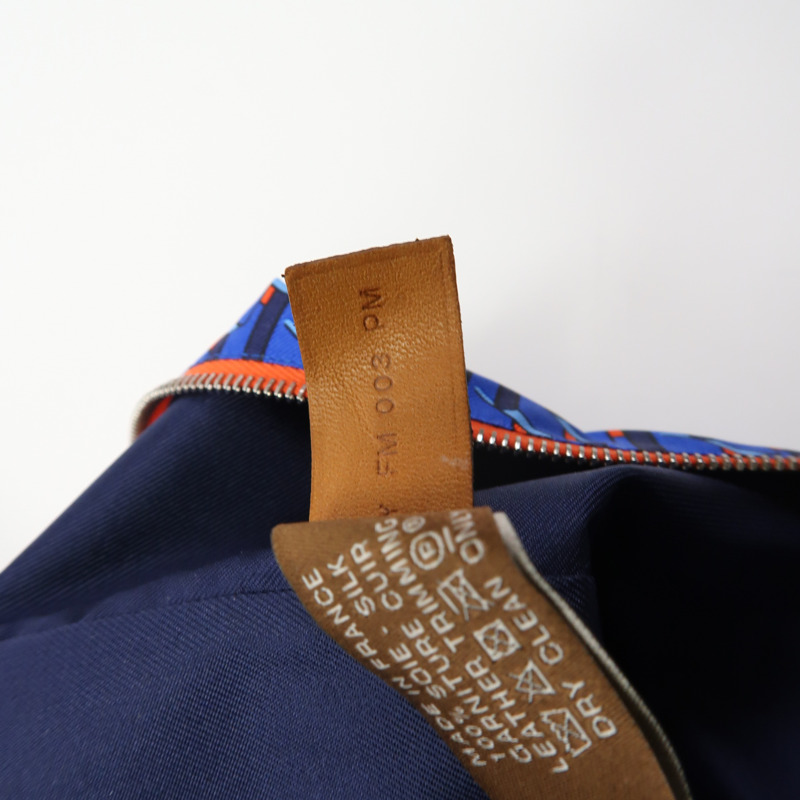 HERMES 【激減優惠】絲質Pouch銀扣手拿包藍色-6