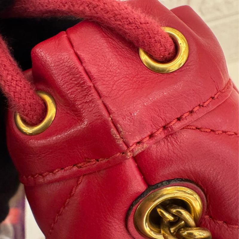 GUCCI 紅色金雙G水桶包-18