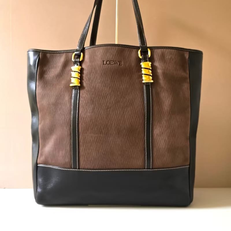 【LA LUNE】絕版中古包 Loewe蛇骨古董托特包 側背包 單肩包 皮革包 復古包-0