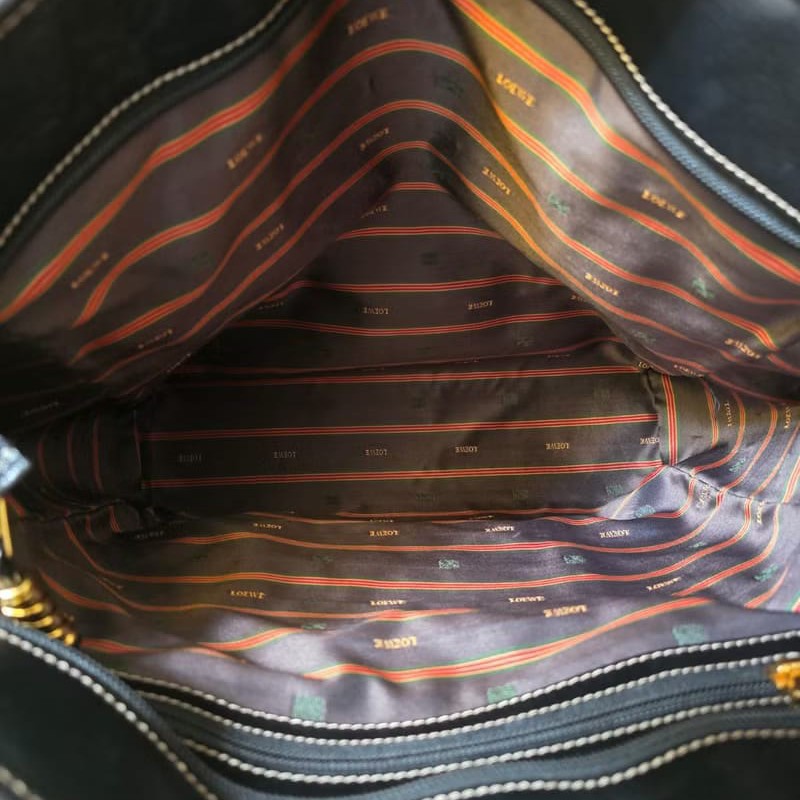 【LA LUNE】絕版中古包 Loewe蛇骨古董托特包 側背包 單肩包 皮革包 復古包-4