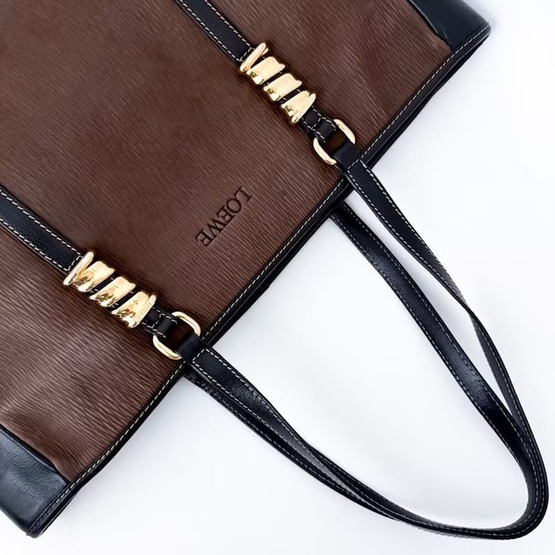 【LA LUNE】絕版中古包 Loewe蛇骨古董托特包 側背包 單肩包 皮革包 復古包-7