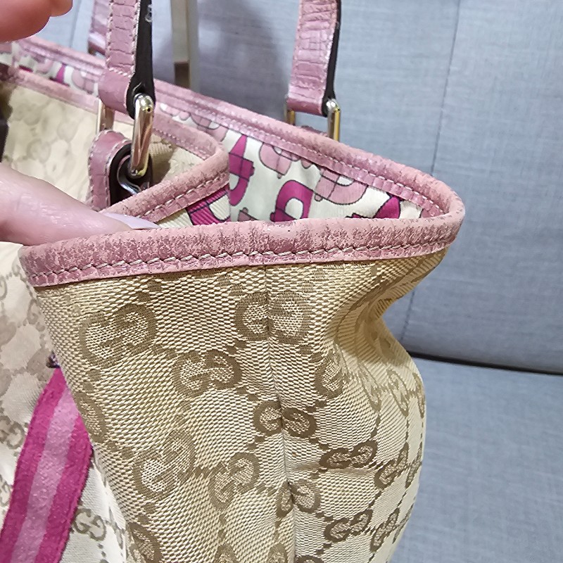 Gucci 桃粉色古馳拖特包-2