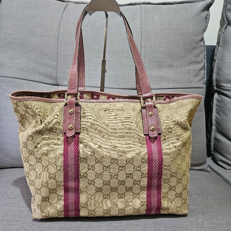 Gucci 桃粉色古馳拖特包-8