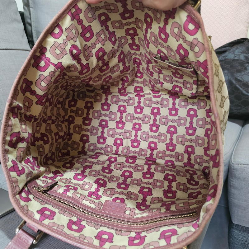 Gucci 桃粉色古馳拖特包-14