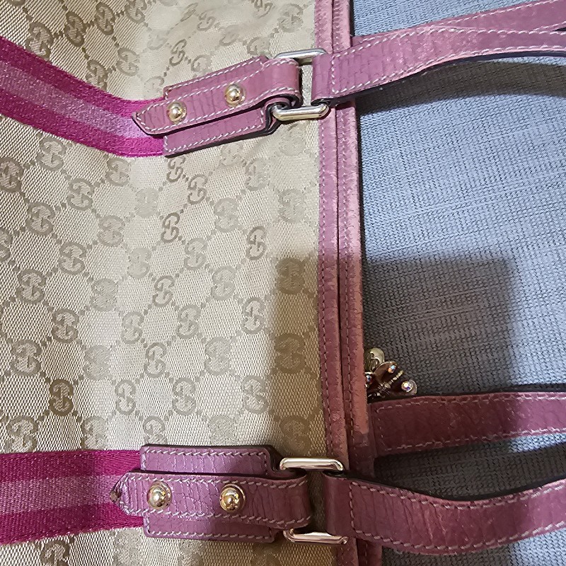 Gucci 桃粉色古馳拖特包-17