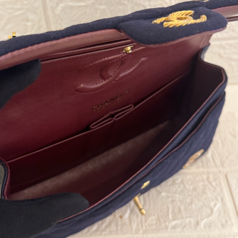 CHANEL海軍藍帆布/羊皮徽章COCO25  最甜coco25-6