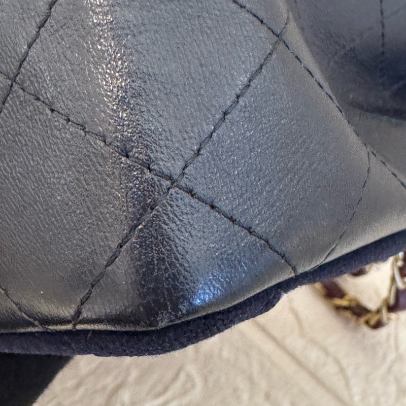 CHANEL海軍藍帆布/羊皮徽章COCO25  最甜coco25-36