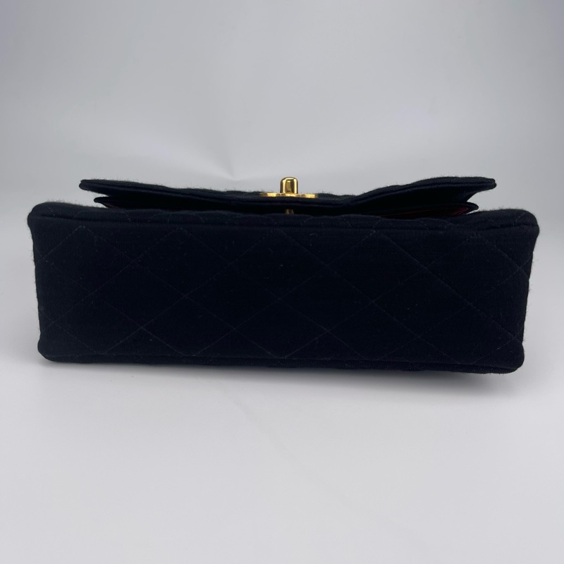 「JL精品代購」9新 香奈兒黑色棉制CF金鏈包-7