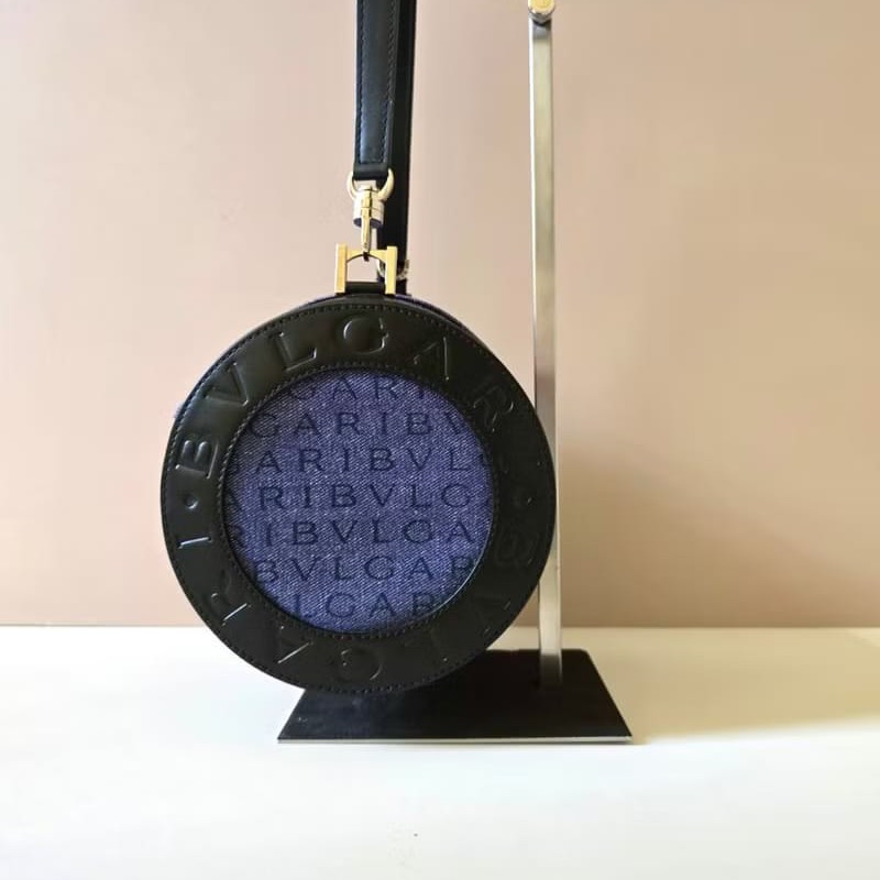 【LA LUNE】絕版中古包 Bvlgari古董老花水桶包 側背包 斜背包 單肩包 皮革包-2