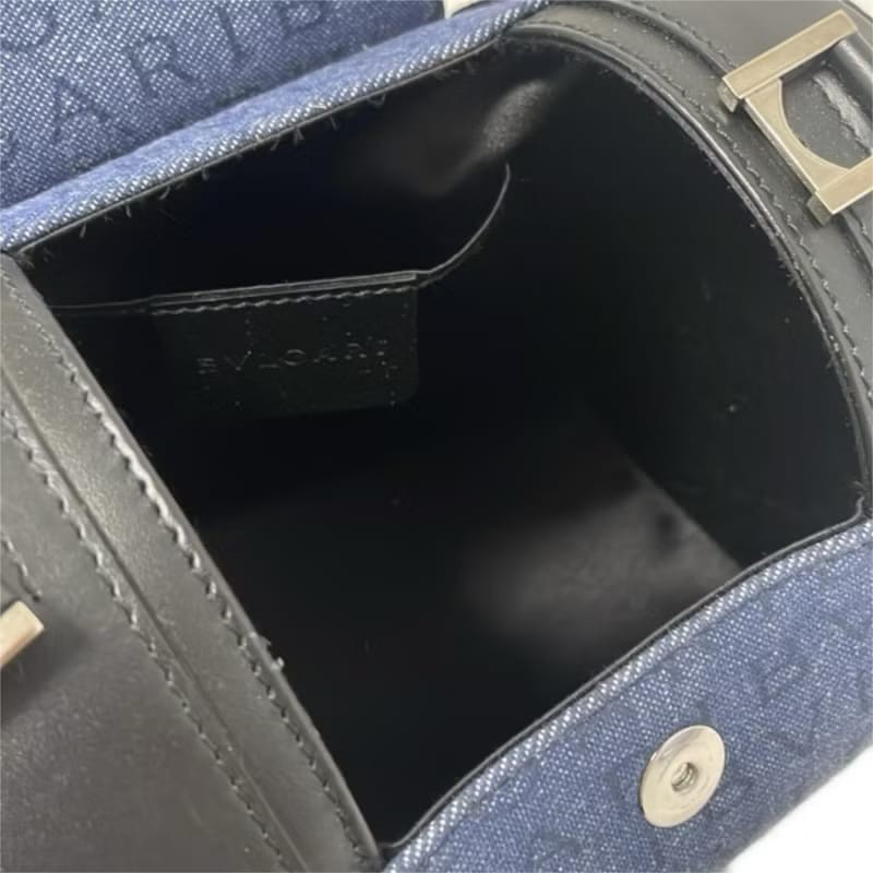 【LA LUNE】絕版中古包 Bvlgari古董老花水桶包 側背包 斜背包 單肩包 皮革包-7