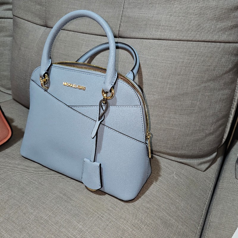 michael kors 水藍荔枝皮革防刮貝殼包-0