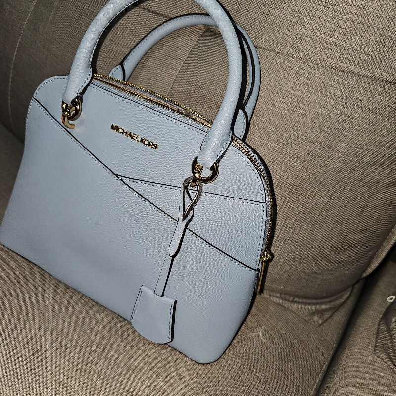 michael kors 水藍荔枝皮革防刮貝殼包-5