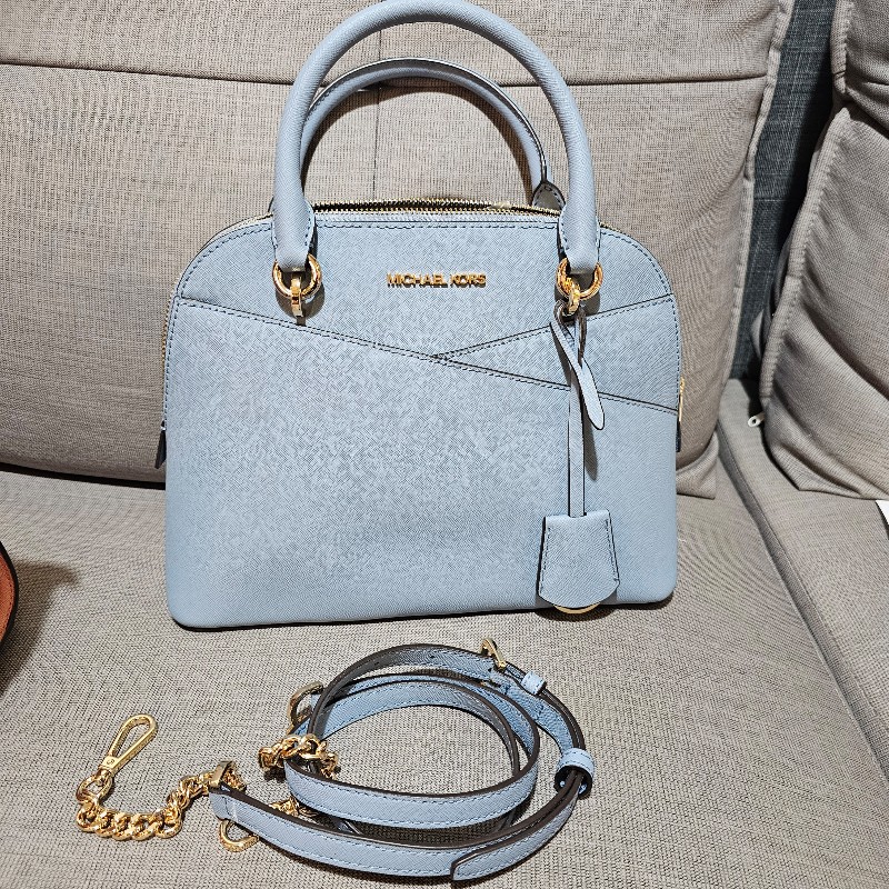 michael kors 水藍荔枝皮革防刮貝殼包-9