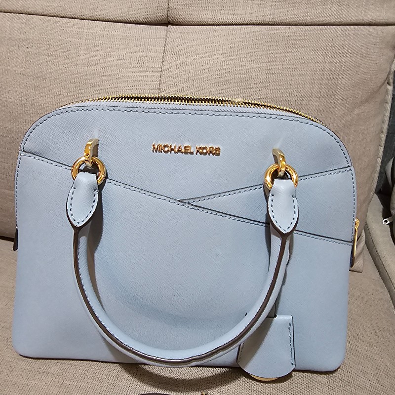 michael kors 水藍荔枝皮革防刮貝殼包-10