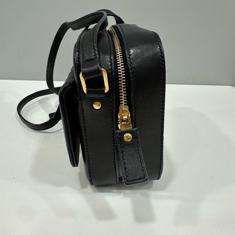 ysl 554075 黑牛皮金釦 相機斜背包-7