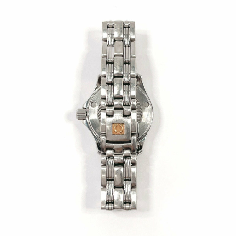 歐米茄海馬120雅克·馬約爾1997 2580.8手錶不銹鋼/不銹鋼銀色石英海軍藍錶盤女士腕錶F5048520-1