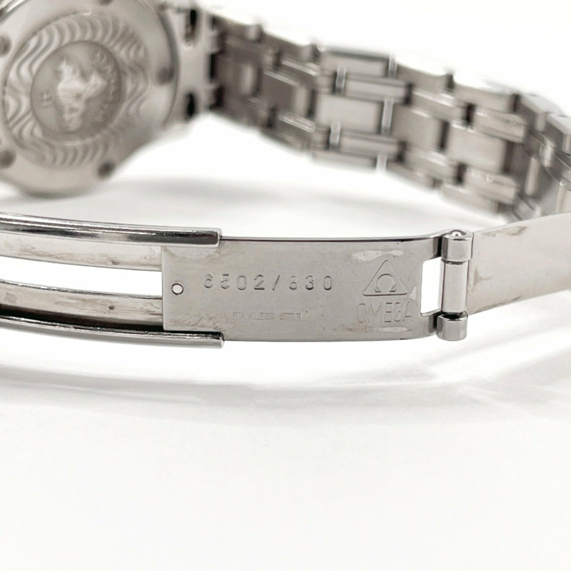 歐米茄海馬120雅克·馬約爾1997 2580.8手錶不銹鋼/不銹鋼銀色石英海軍藍錶盤女士腕錶F5048520-7