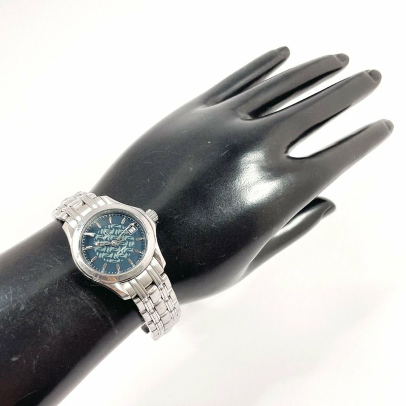 歐米茄海馬120雅克·馬約爾1997 2580.8手錶不銹鋼/不銹鋼銀色石英海軍藍錶盤女士腕錶F5048520-9