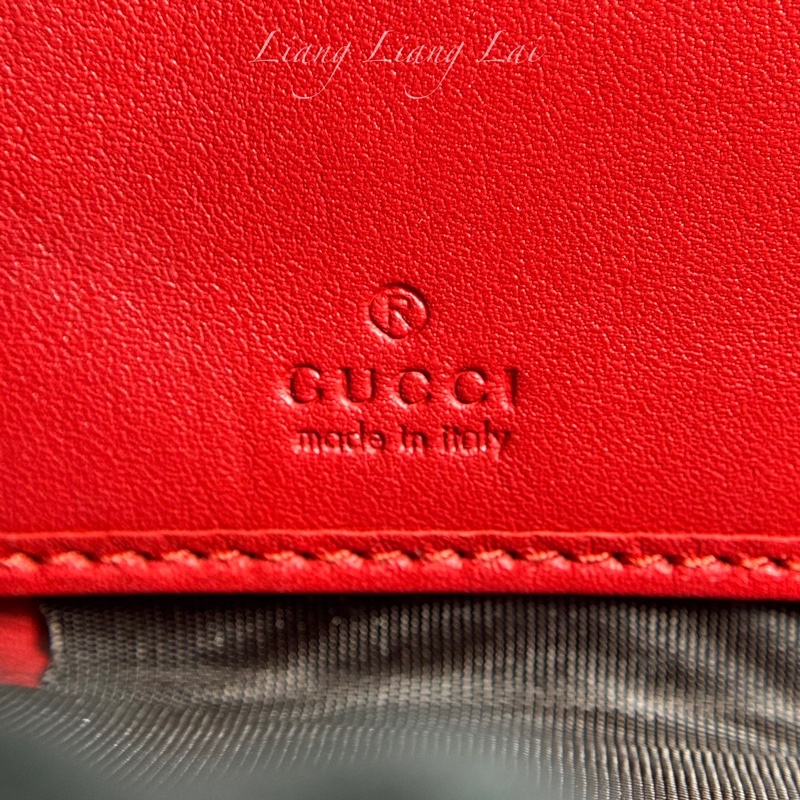 GUCCI 古馳 經典GG SUPREME帆布彩虹刺繡拉鍊紅色長夾-2