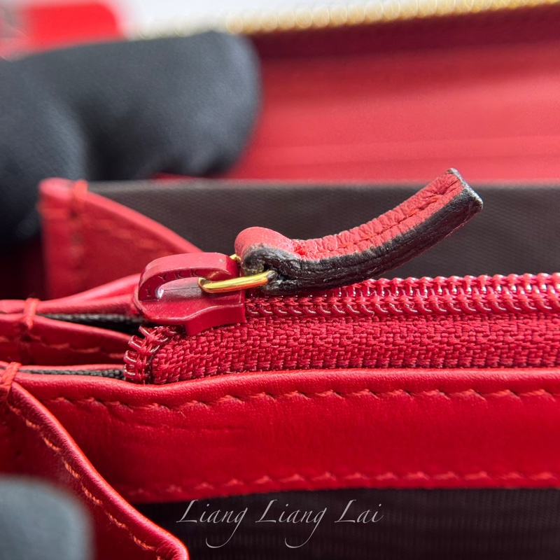 GUCCI 古馳 經典GG SUPREME帆布彩虹刺繡拉鍊紅色長夾-9