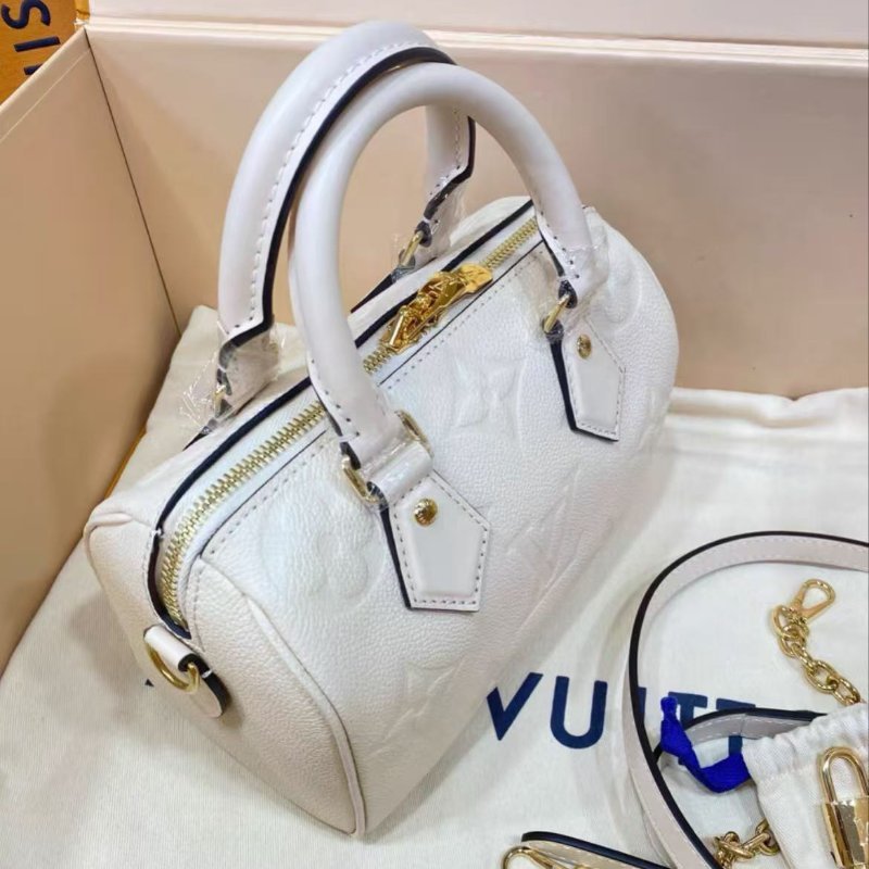LV Speedy 20 枕頭包手提斜背包奶油白 全新配件齊全-3