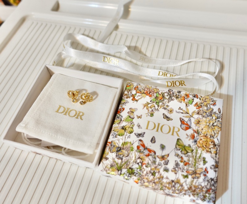 Dior DC簡約垂釣單鑽耳環 petit CD耳環-1