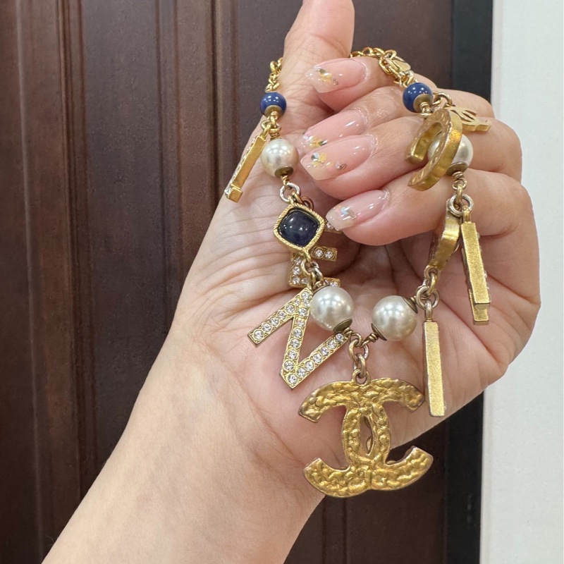 CHANEL 香奈兒 字母 水鑽 深藍 寶石 手鏈 手鍊 手環 手飾 飾品-2